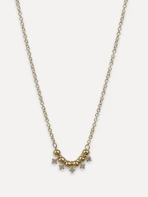 14K Diamond Round Mini Charm Necklace
