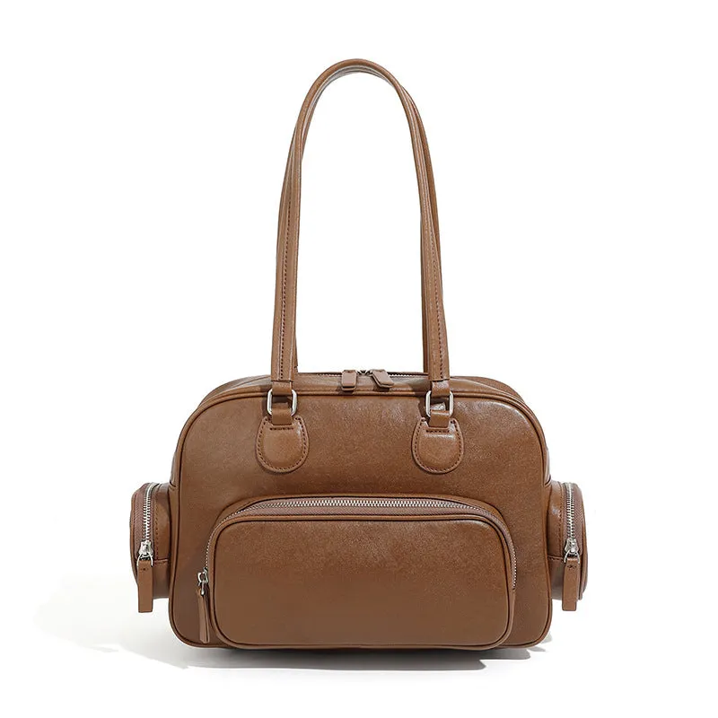 31CM Retro Handheld Bowling Bag Female Commuter Shoulder Bag 2960 brown