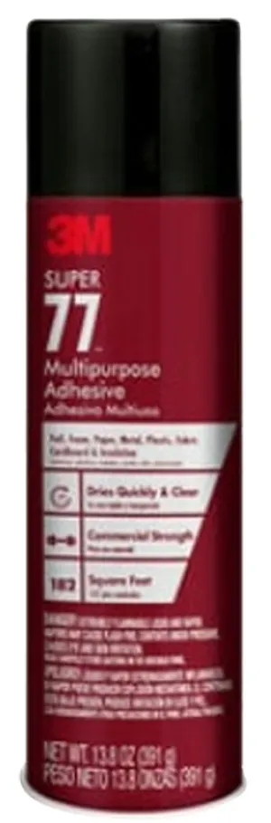 3M Super 77-DSC Multi-Purpose Spray Adhesive, Colorless, 13.8 oz Aerosol Can :CAN: QUANTITY: 1