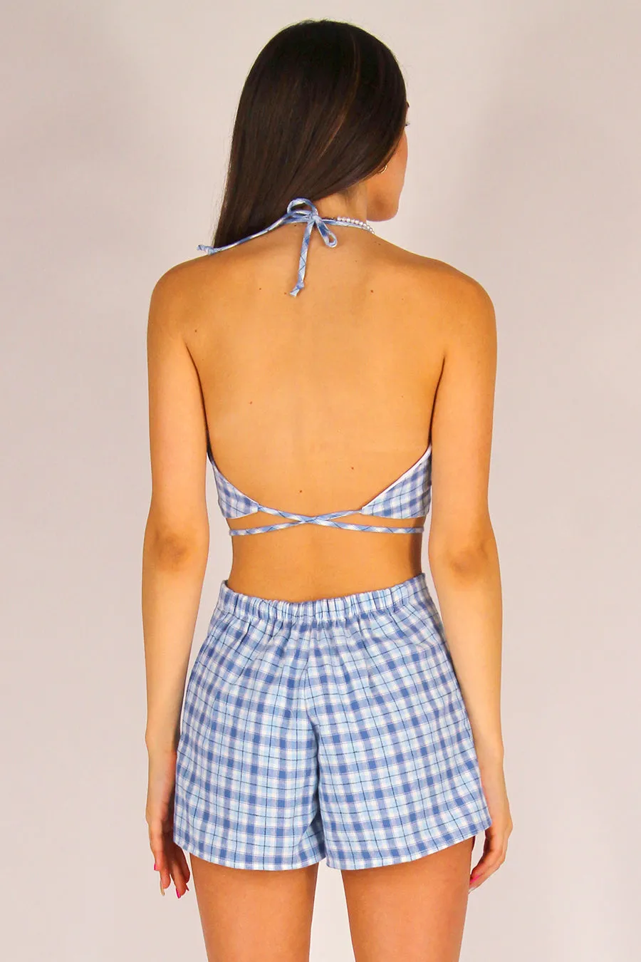 70's Halter - Flannel Blue Plaid