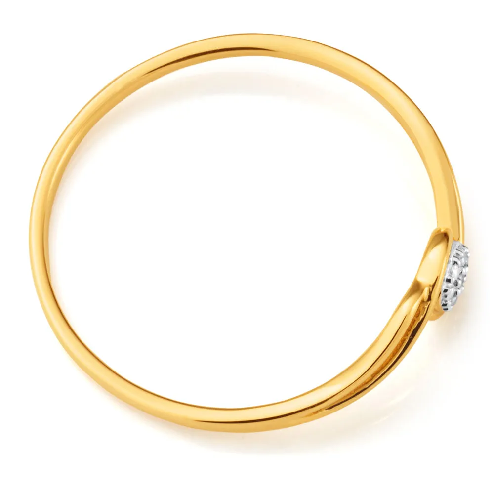 9ct Yellow Gold Diamond Swirl Ring
