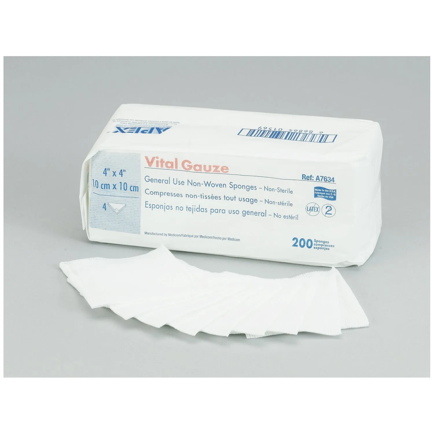 Amd Medicom Vital-Gauze Multi-Purpose Gauze Sponges Sponge Gauze Vitalgauze Ns2X2 4Ply 200/Pk 40Pk/Cs