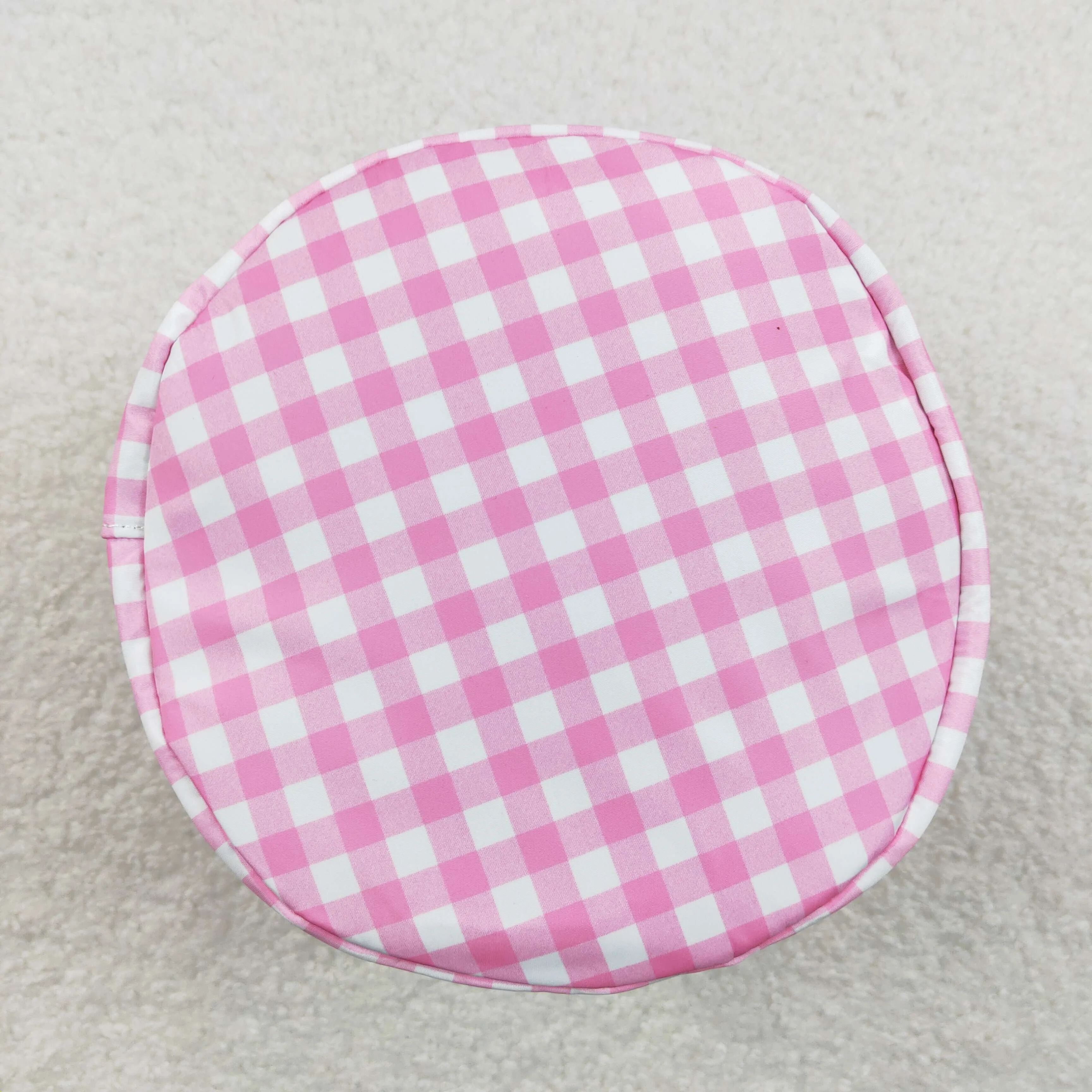 BA0160 plaid pink Easter rabbit canvas bucket bag RTS