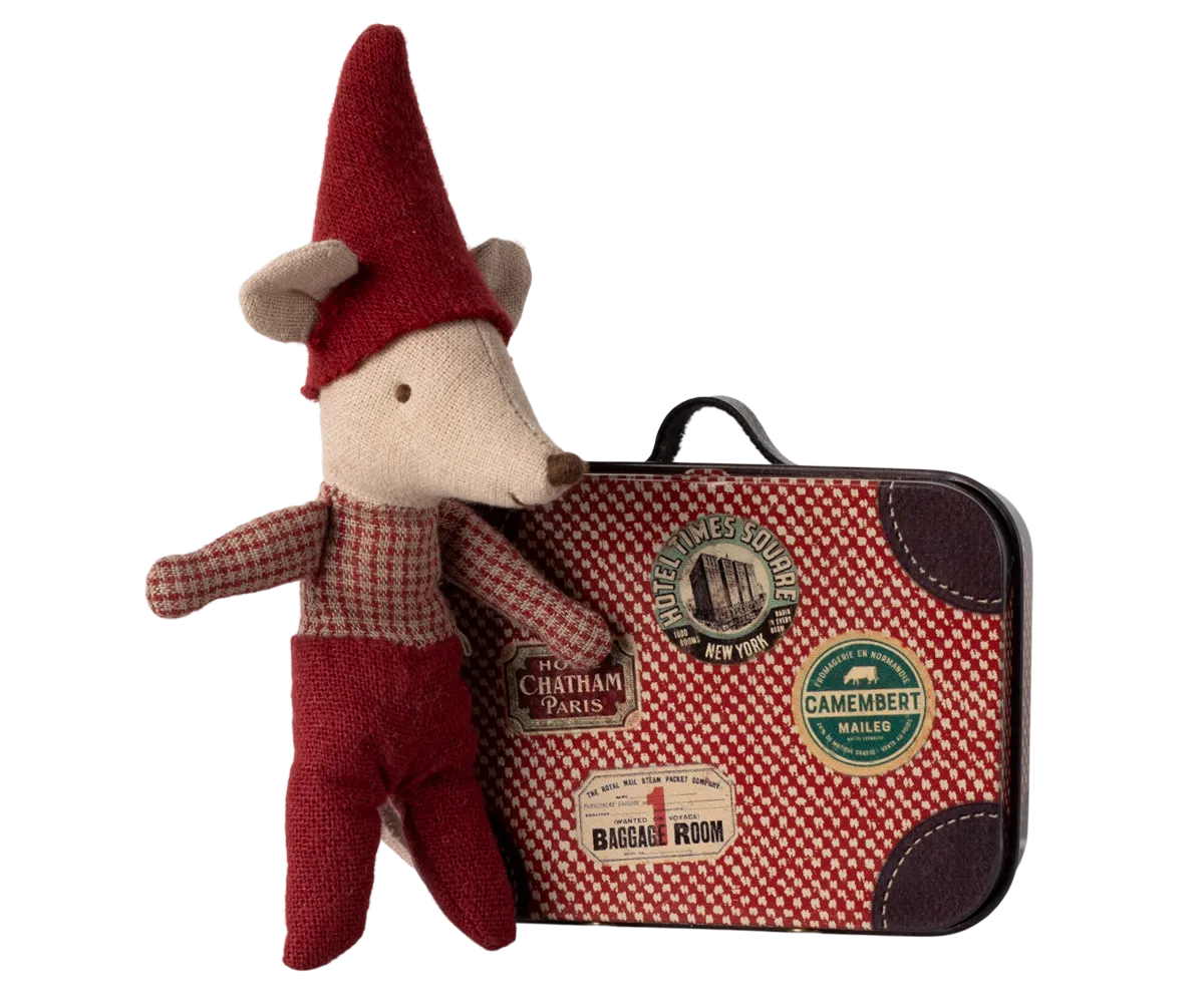 Baby in suitcase Christmas mouse