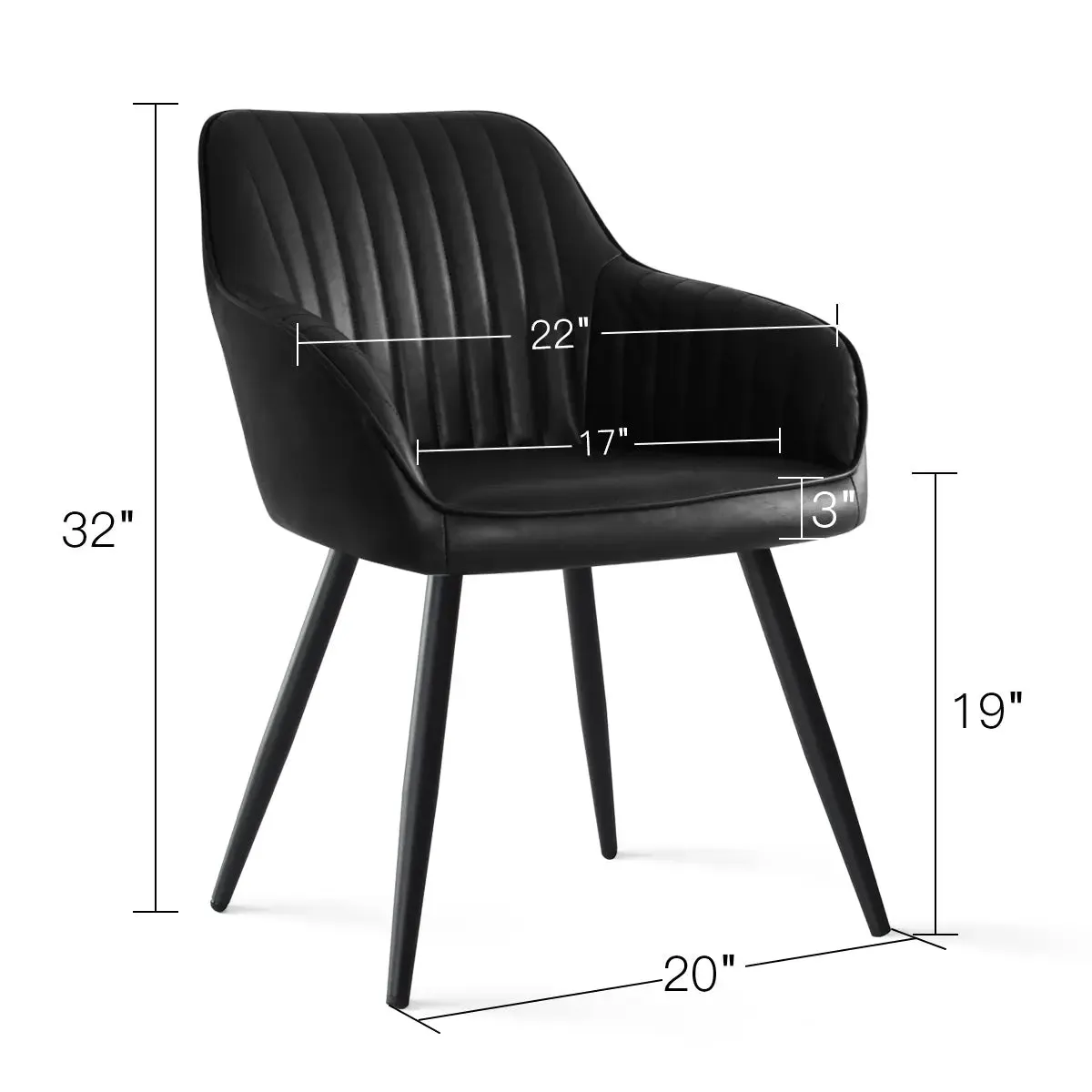 Boston Faux Leather Upholstered Dining Chair with Arms (Set of 2)