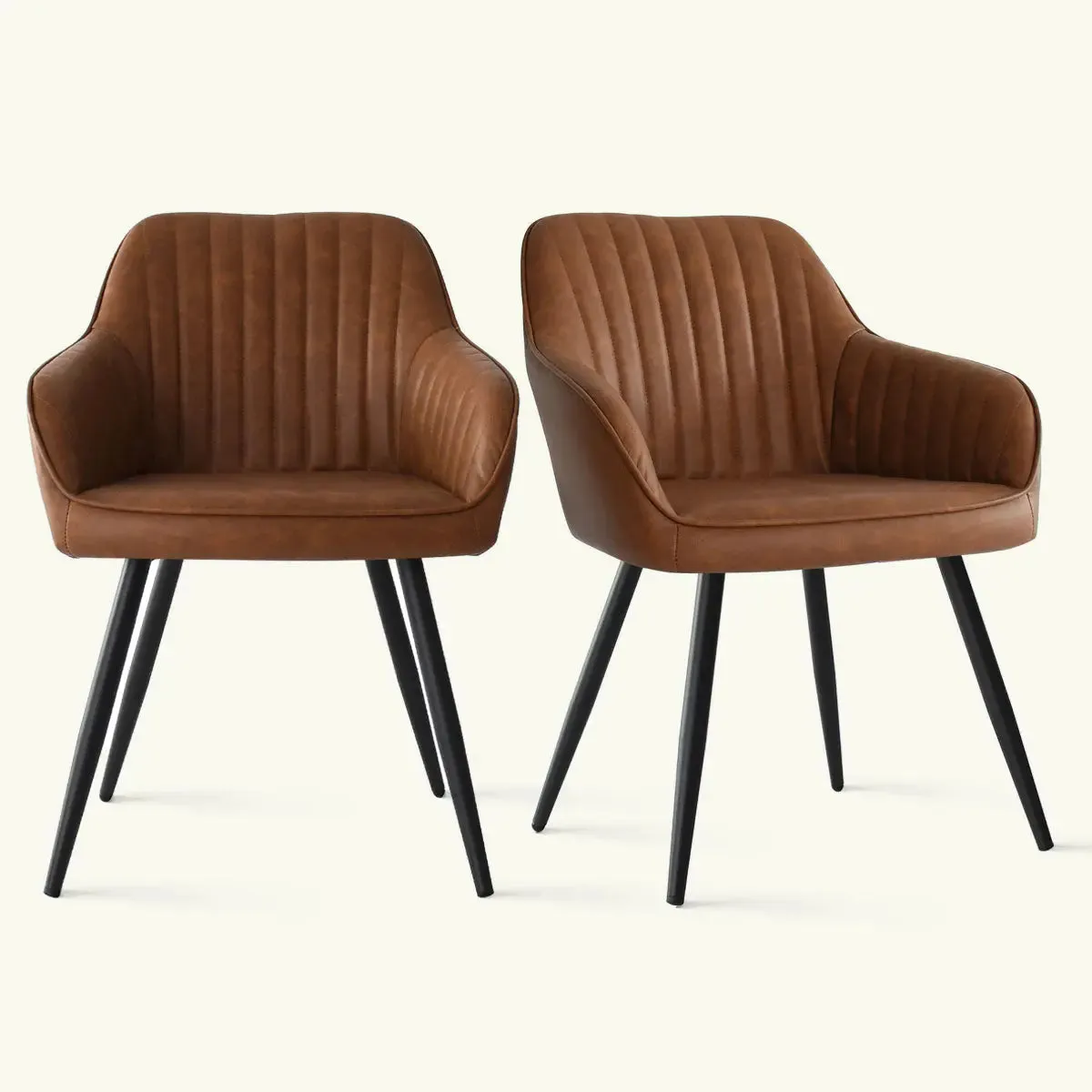 Boston Faux Leather Upholstered Dining Chair with Arms (Set of 2)