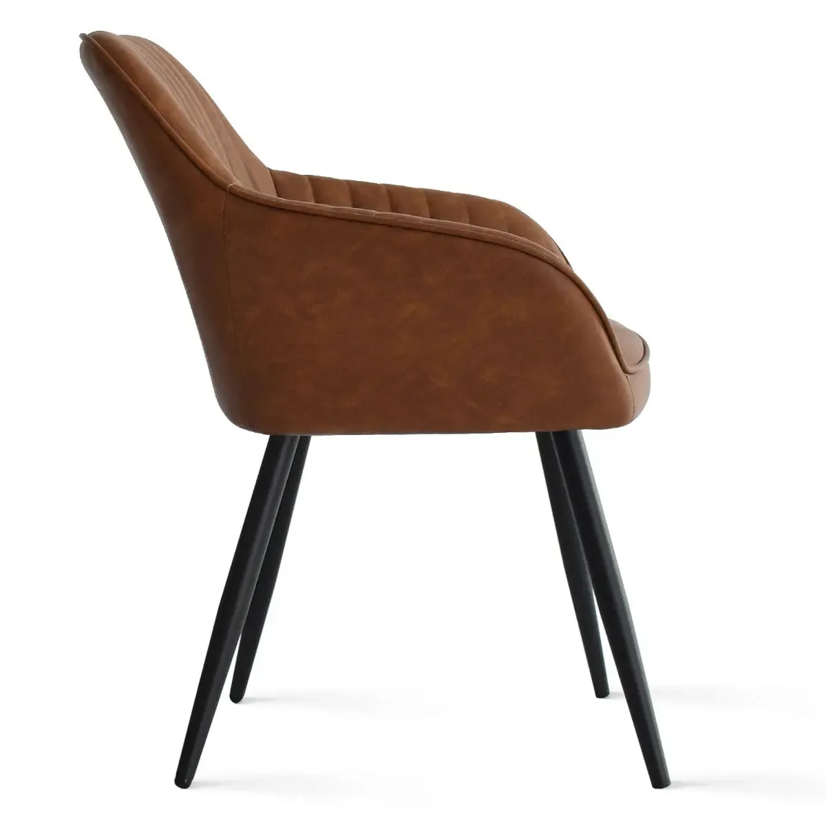 Boston Faux Leather Upholstered Dining Chair with Arms (Set of 2)