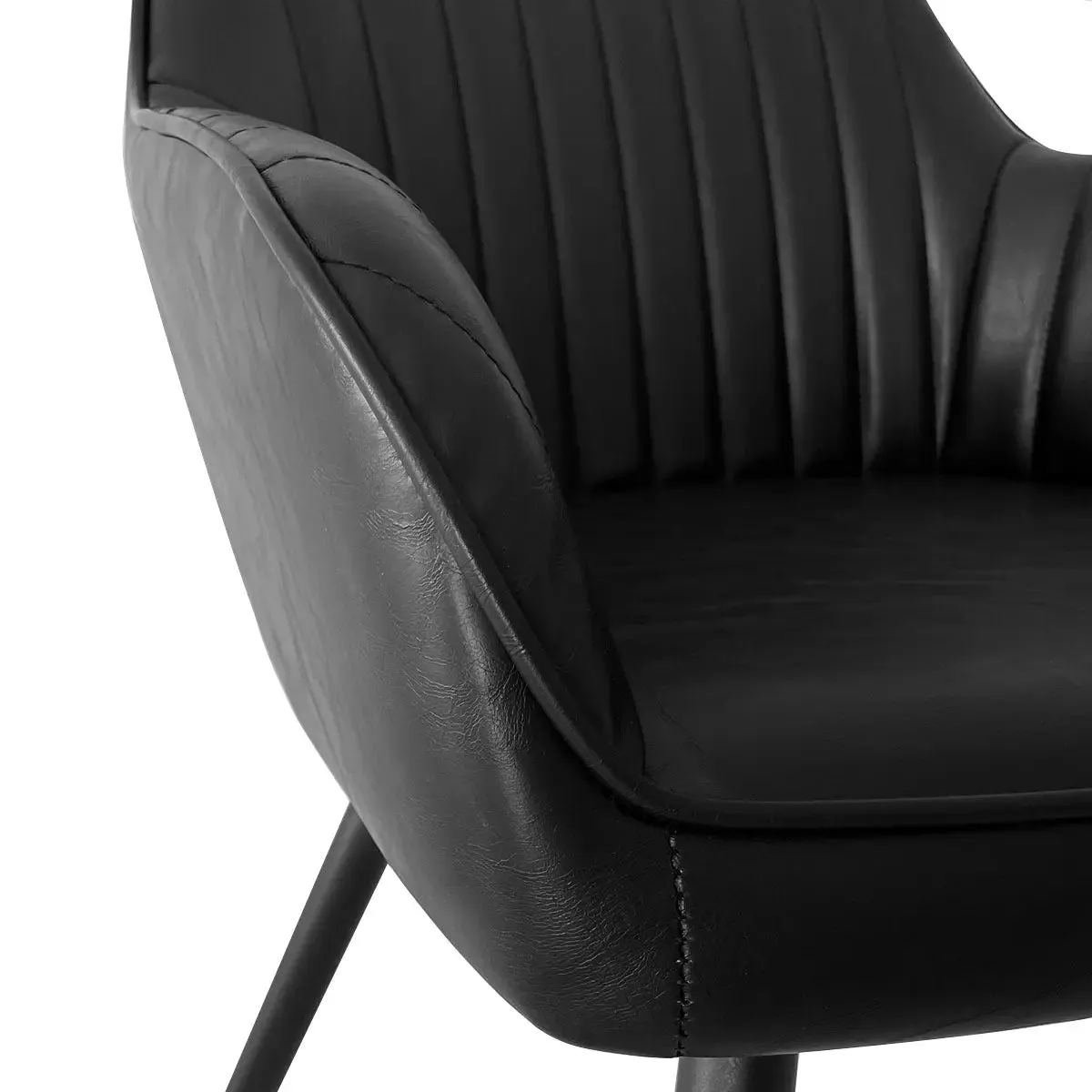 Boston Faux Leather Upholstered Dining Chair with Arms (Set of 2)