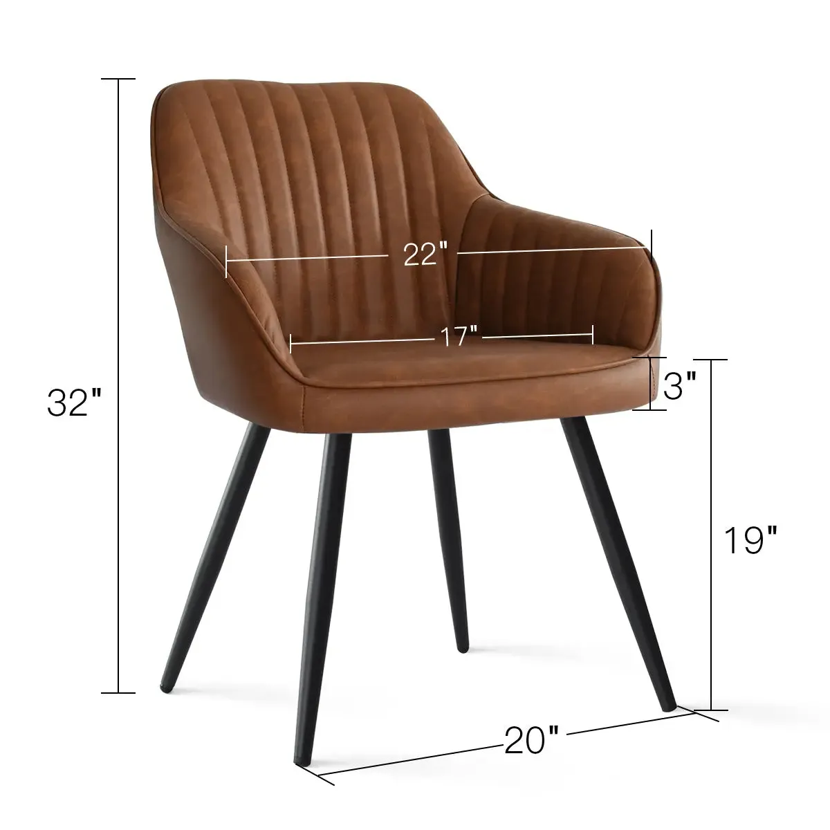 Boston Faux Leather Upholstered Dining Chair with Arms (Set of 2)