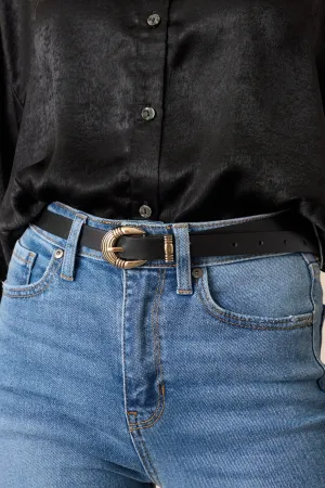 Bringing It Back Black Faux Leather Belt