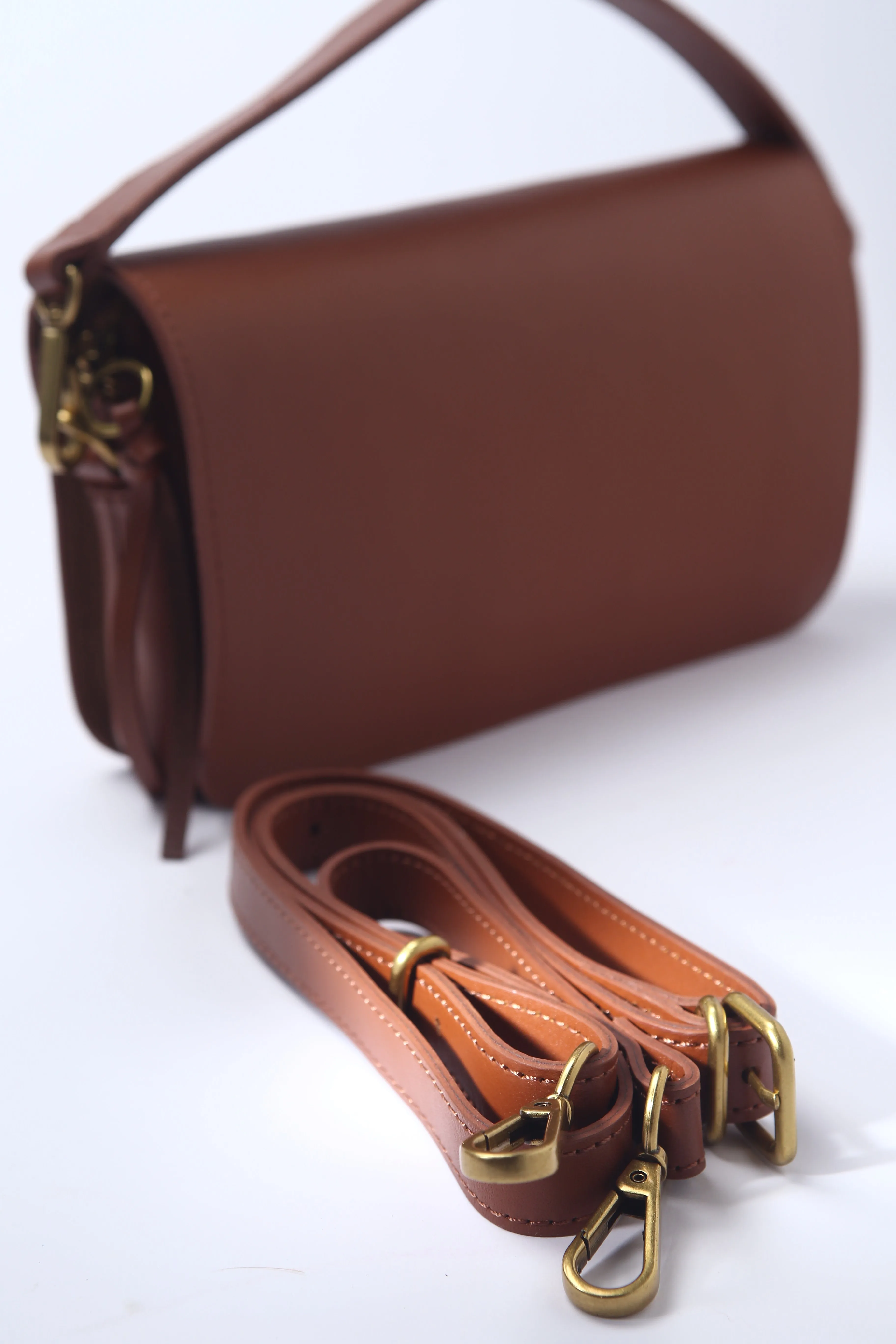 Brown Leather handheld or crossbody bag