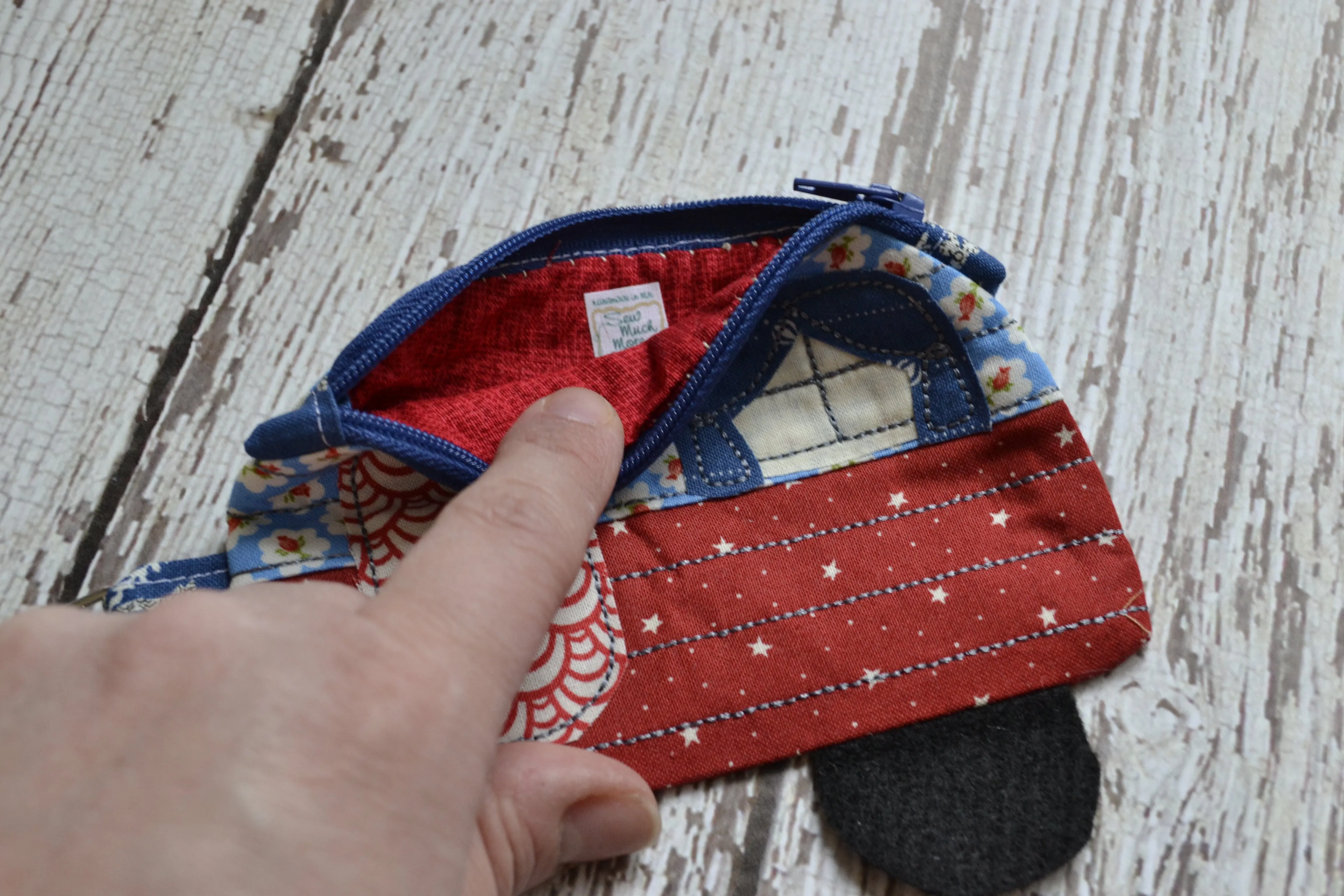 Camper Shaped Coin Purse -Re-Purposed Fabric - Group C - (3)