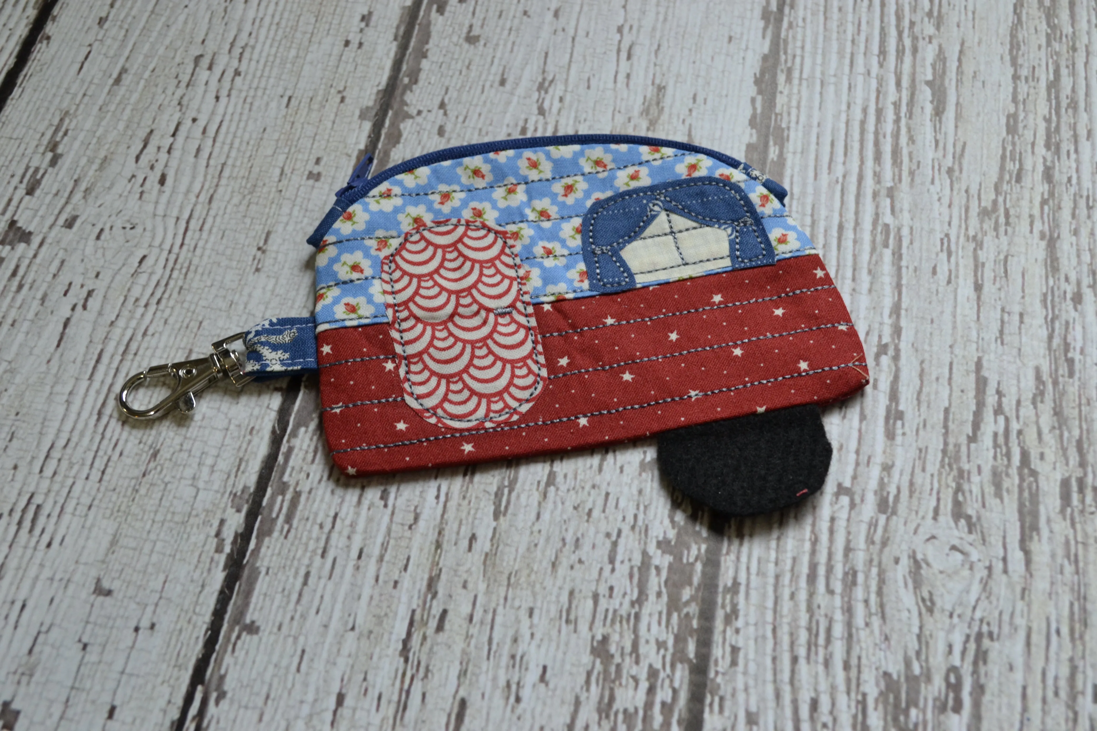 Camper Shaped Coin Purse -Re-Purposed Fabric - Group C - (3)