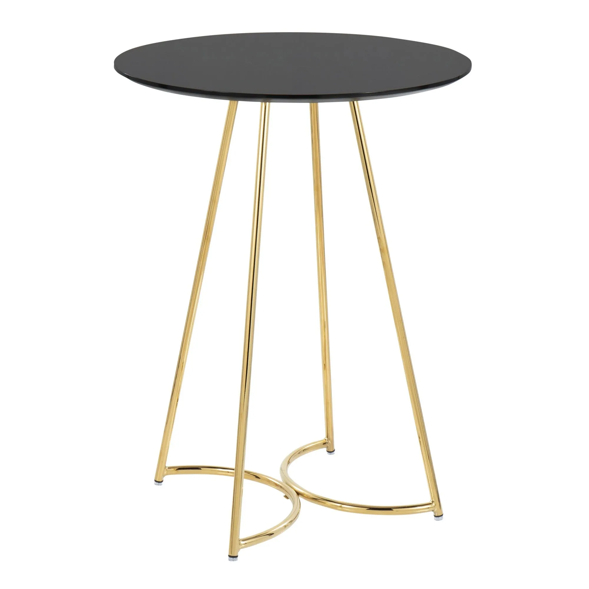 Cece Canary Contemporary/Glam Counter Table in Gold Steel and Black Wood by LumiSource