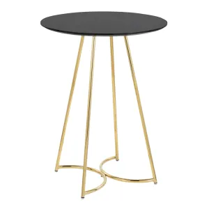Cece Canary Contemporary/Glam Counter Table in Gold Steel and Black Wood by LumiSource