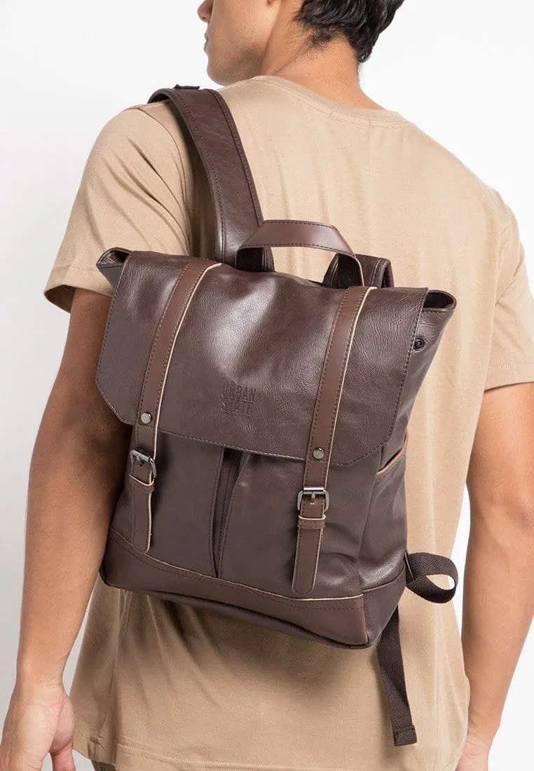 Distressed Leather Nomad Backpack - Dark Brown