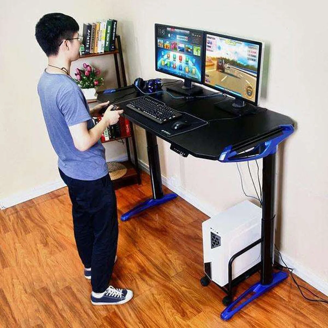 Eureka Ergonomic Electric Height-Adjustable E1 Racer Gaming Standing Desk, ERK-EDK-GDBL/GDRL/GDSL
