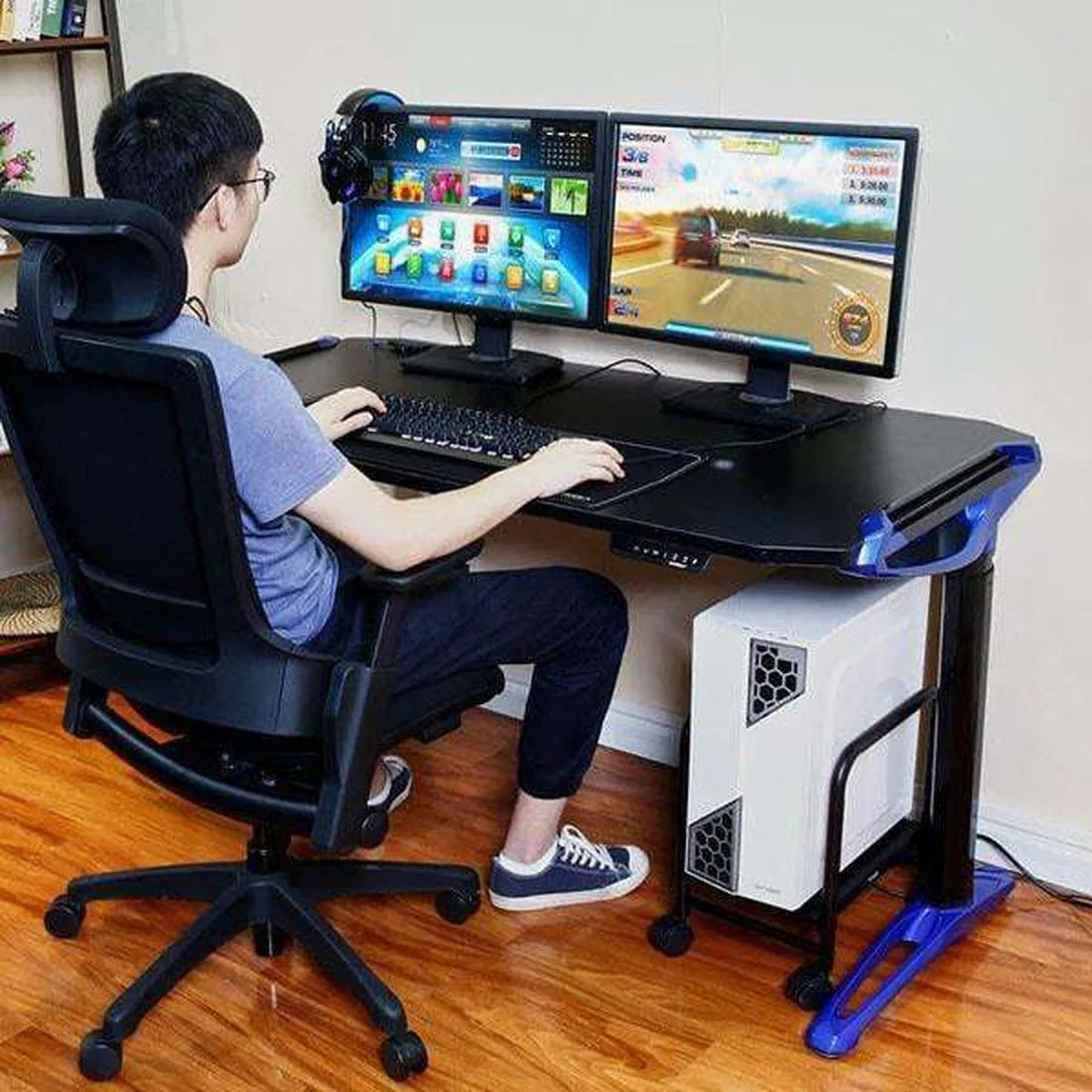 Eureka Ergonomic Electric Height-Adjustable E1 Racer Gaming Standing Desk, ERK-EDK-GDBL/GDRL/GDSL