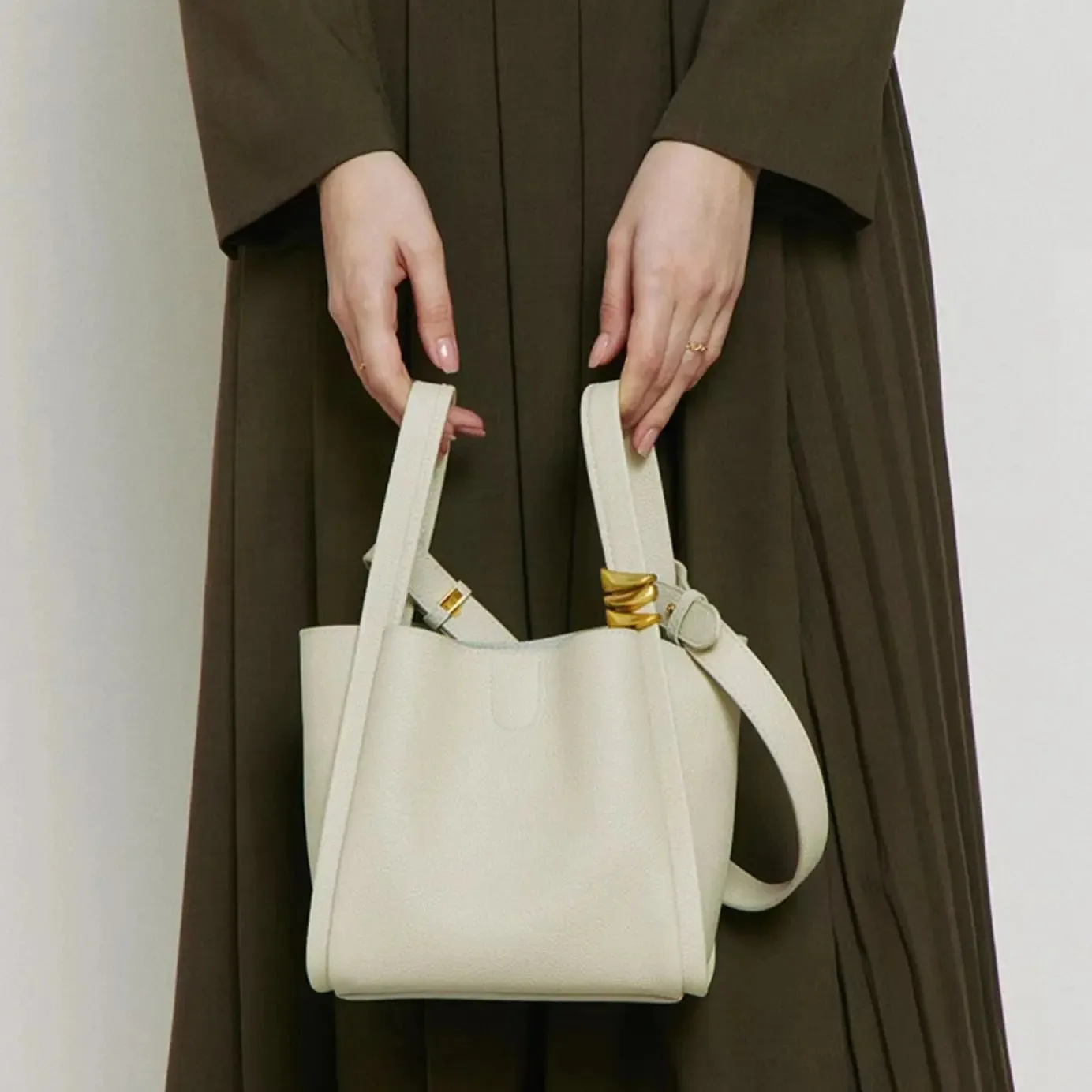 Faux Leather Bucket Crossbody Bag