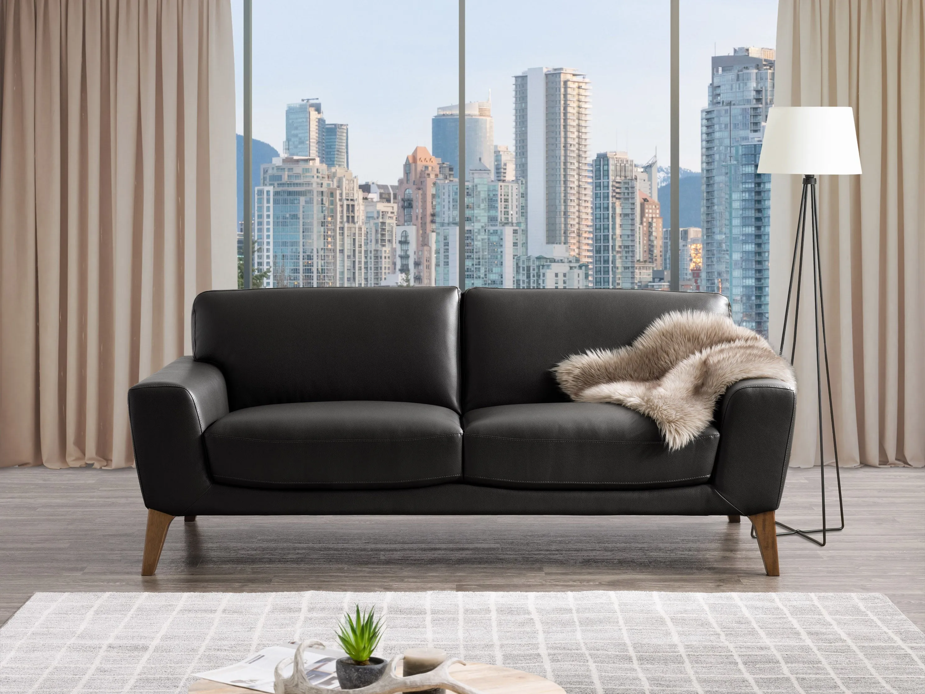 Faux Leather Sofa