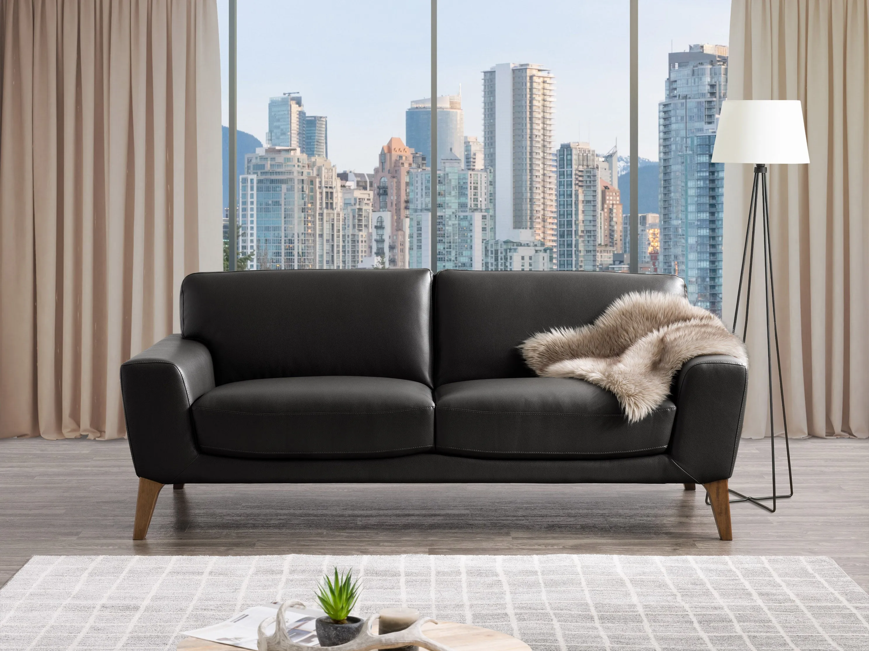 Faux Leather Sofa