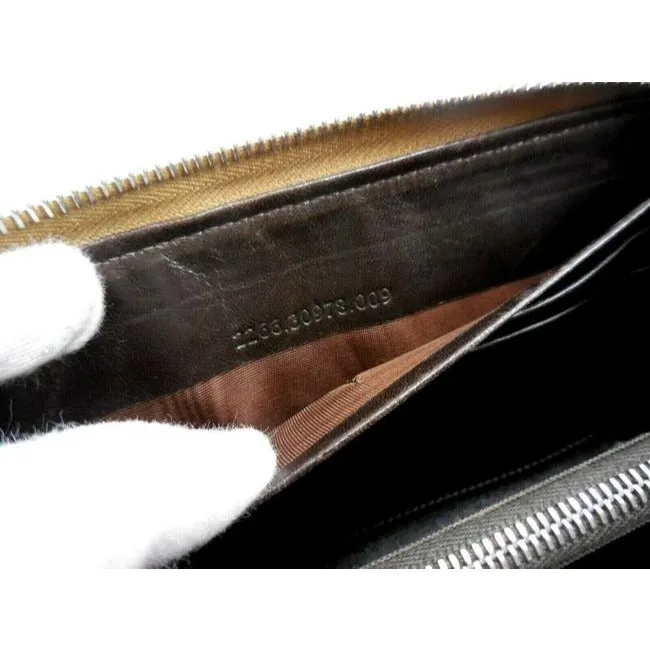 Fendi Camel Colored Corduroy And Brown Leather With Chrome Hardware Xl Around Continental Wallet