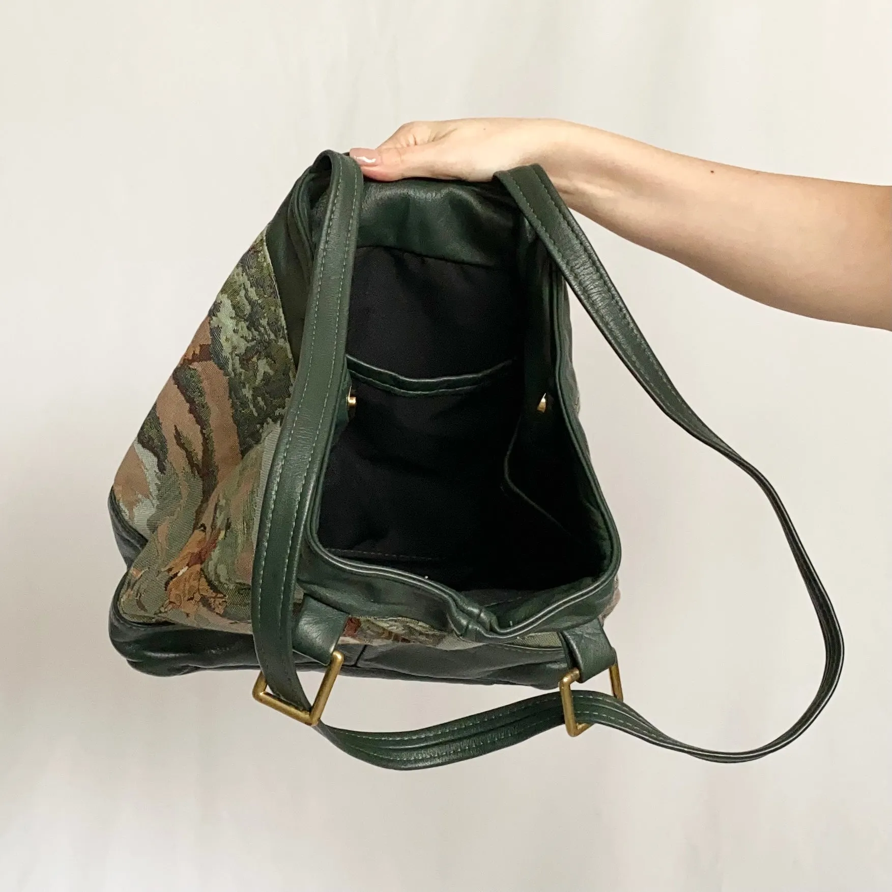 Forest Green Equestrian Tapestry Bag