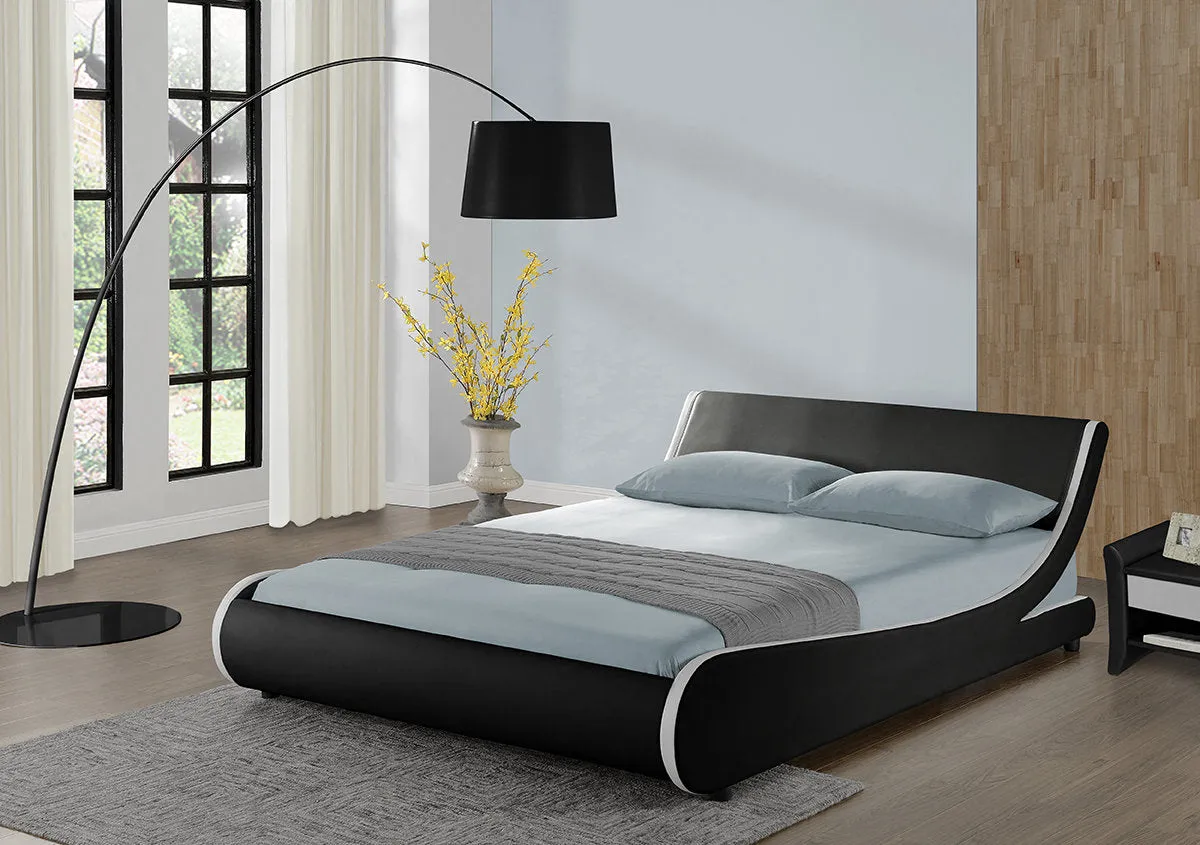 Galactic Leather Double Bed Frame, Black & White