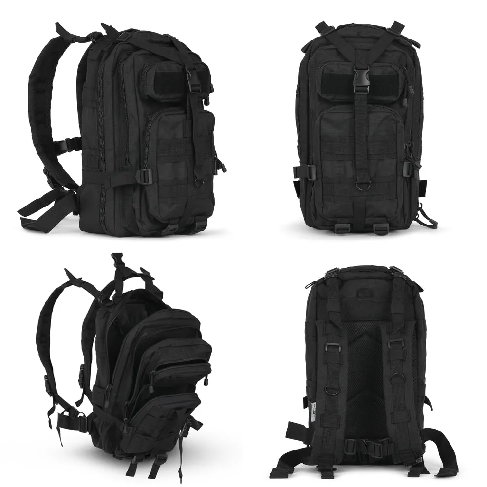 Gorilla Paks™ Small 30L Military Tactical Hydration Backpack (Black) - 2.5L Water Bladder - Assault 3 Day Pack Army Molle Bag Backpacks Rucksack - Hunting, Hiking.
