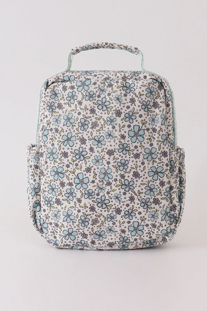 Green Floral Ruffle Lunch Bag