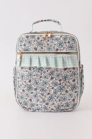 Green Floral Ruffle Lunch Bag