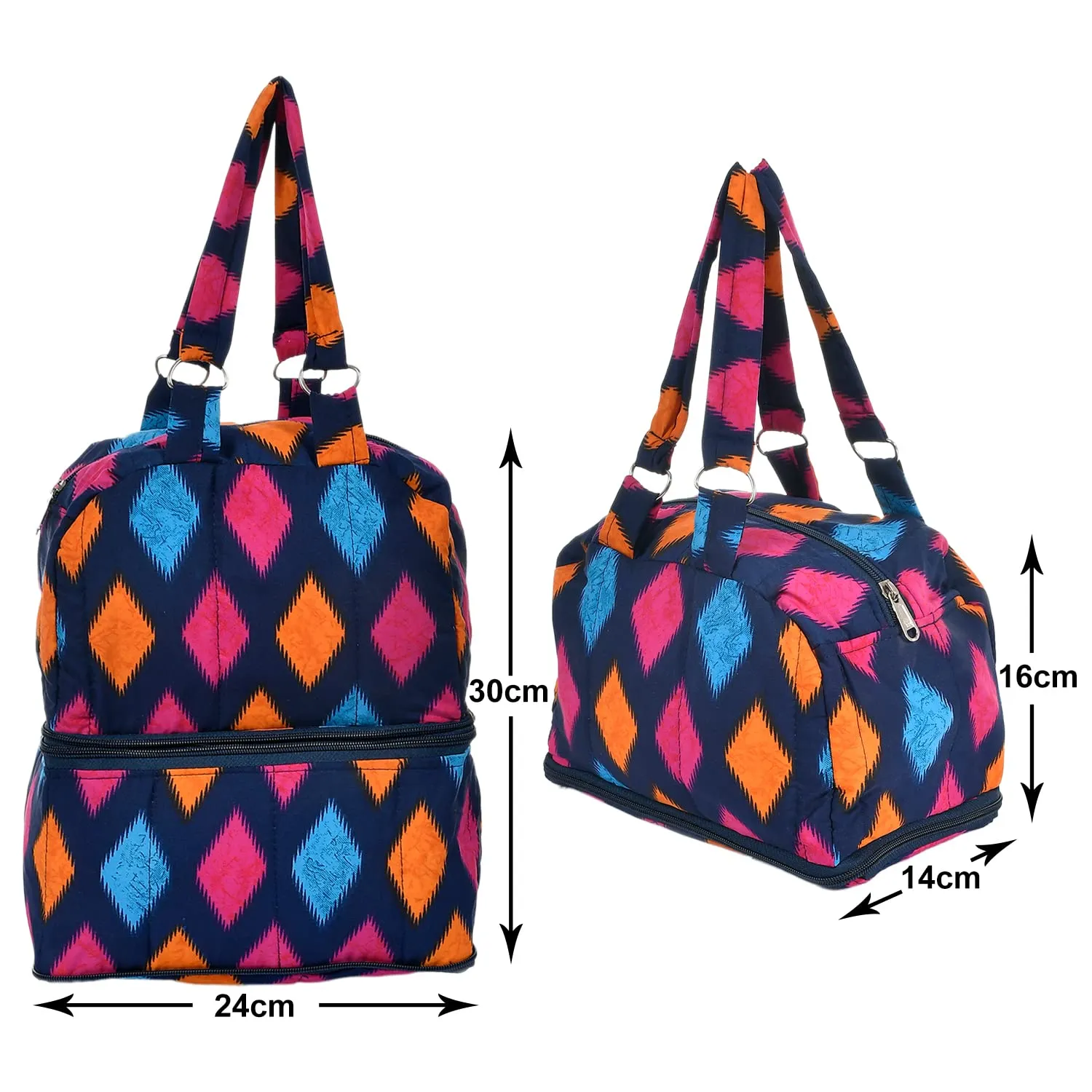 Heart Home Navajo Pattern Everday Use Women Bag for Travel: Shopping: School: Work- Pack of 2 (Blue)-50HH01150