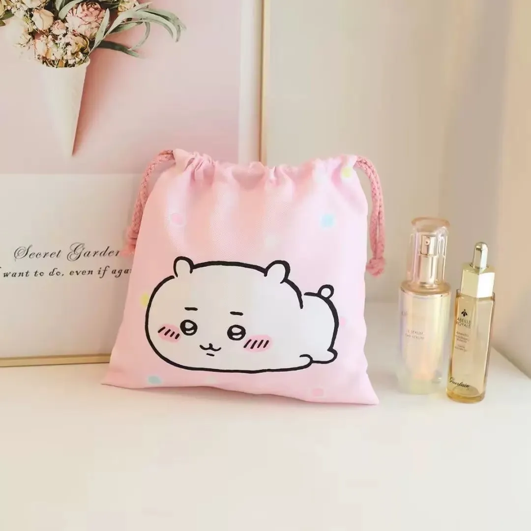 Japanese Cartoon Chiikawa Drawstring Pockets | Chiikawa Hachiware Usagi - 20cm Tidy up Bag Kawaii Style