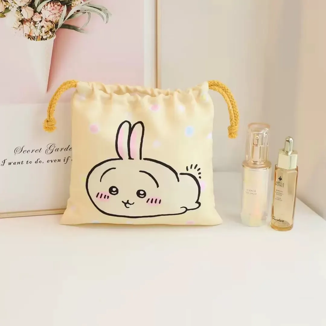 Japanese Cartoon Chiikawa Drawstring Pockets | Chiikawa Hachiware Usagi - 20cm Tidy up Bag Kawaii Style
