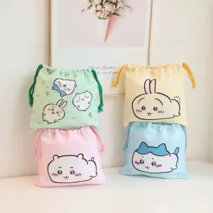 Japanese Cartoon Chiikawa Drawstring Pockets | Chiikawa Hachiware Usagi - 20cm Tidy up Bag Kawaii Style