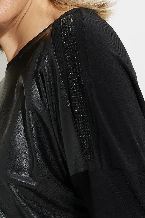 Joseph Ribkoff Sale, 224179 Faux Leather Front Top