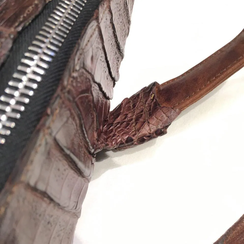 Kashani Chocolate Brown All-Over Alligator Backpack