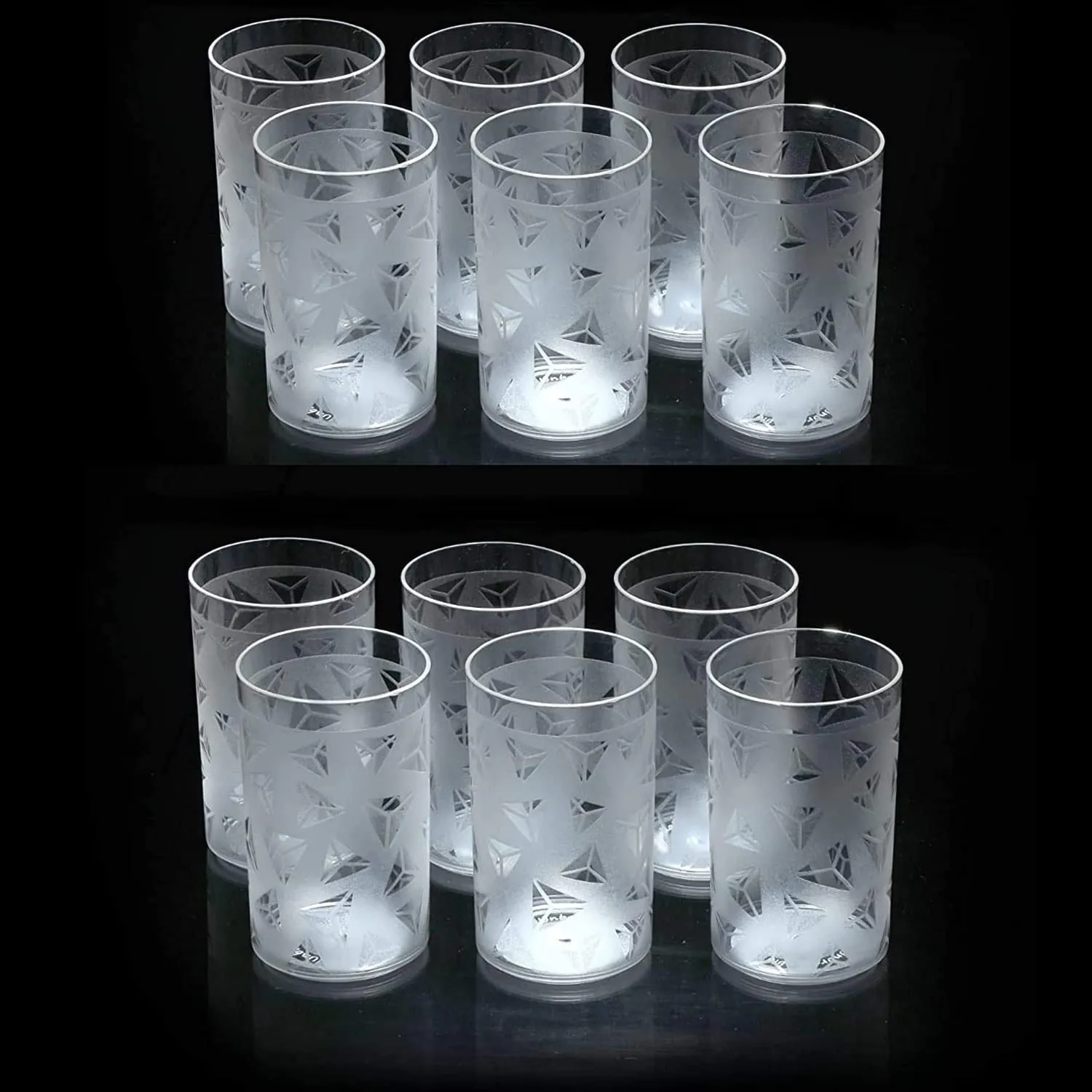 Kitchenwell 6 Pcs Diamond Plastic Unbreakable Multi-Purpose Transparent Water/Juice Glass Set (300 ML,Clear) (Pack of 6)