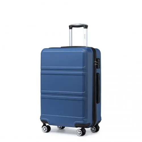 Kono ABS 28 Inch Sculpted Horizontal Design Suitcase - Navy Blue | Durable, Lightweight, and Secure Travel Companion