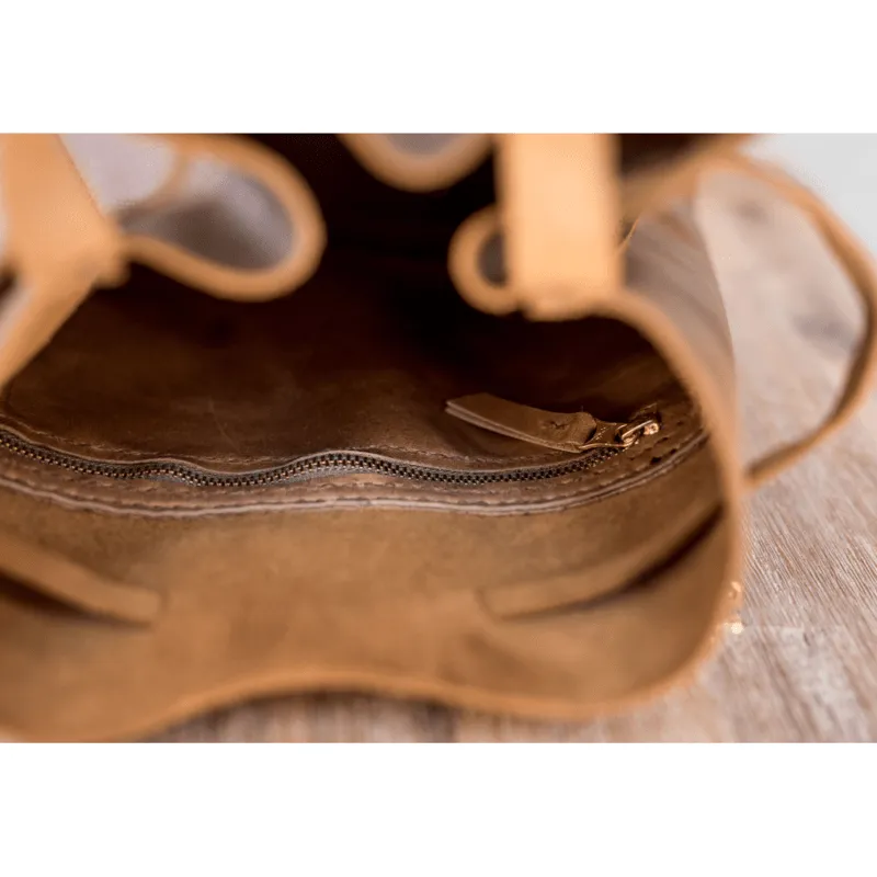Leather Batseba Bucket Bag - Tan