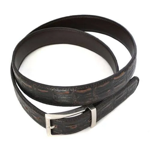 LEEDS - Mens Brown Faux Crocodile Leather Belt