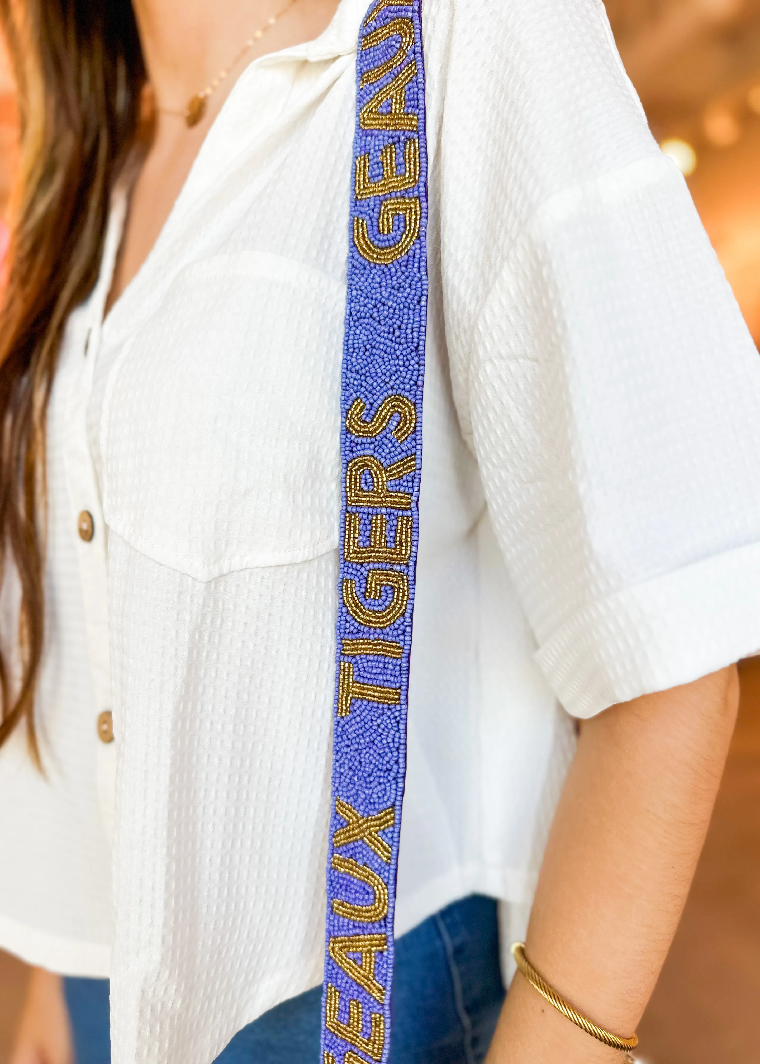 LSU Beaded Purse Strap