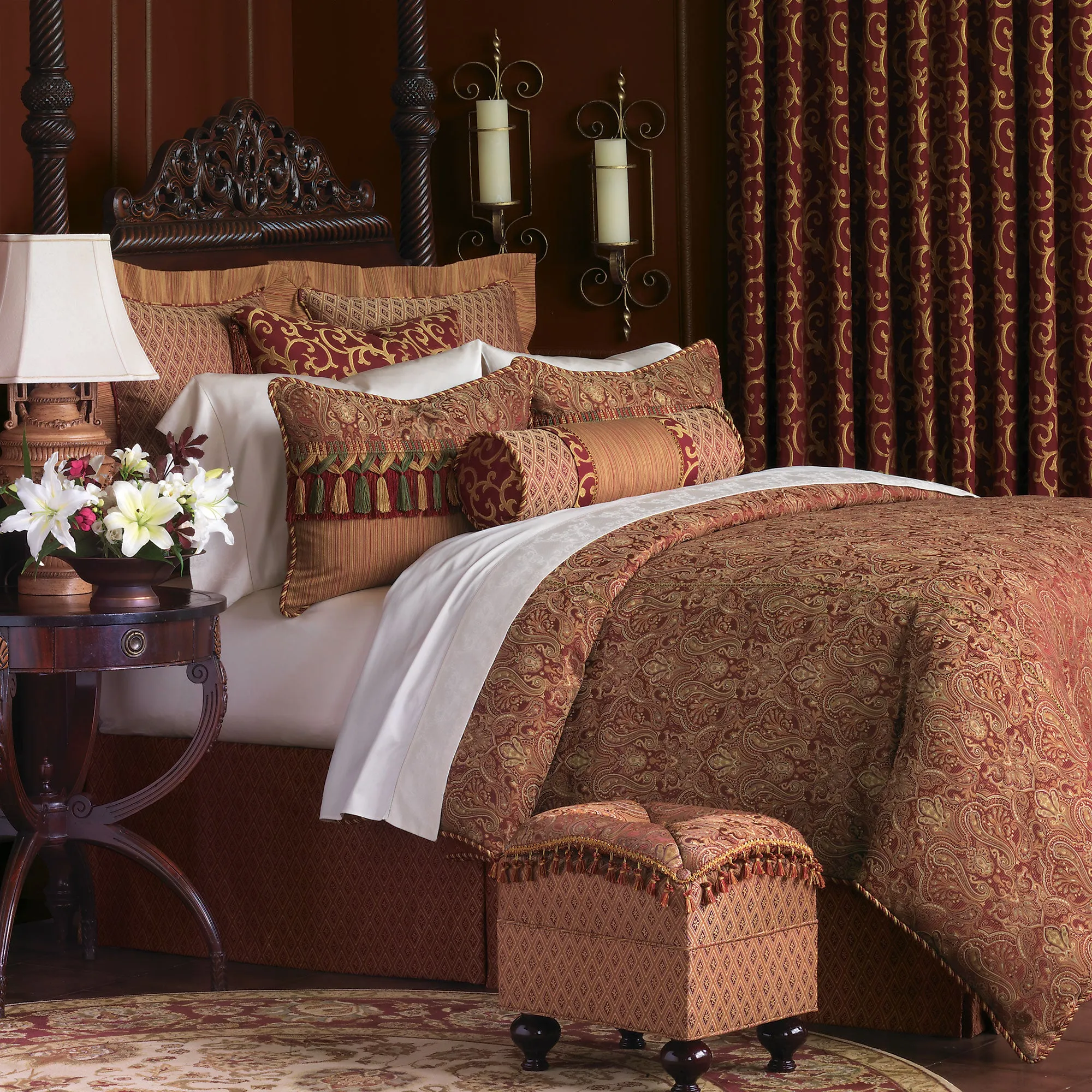 Medici Red Damask Duvet Cover (Full 78x88)