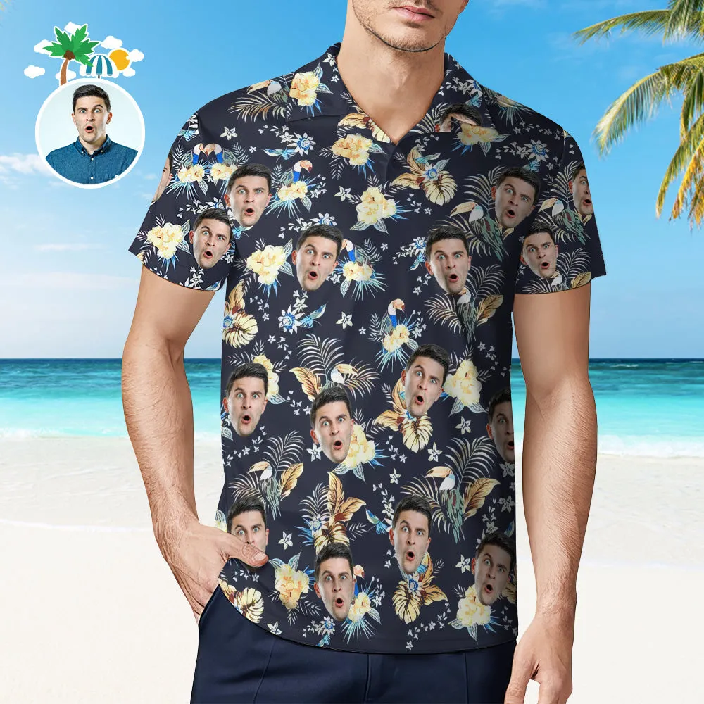 Men's Custom Face Shirt Personalised Golf Shirts For Him Tropical Print