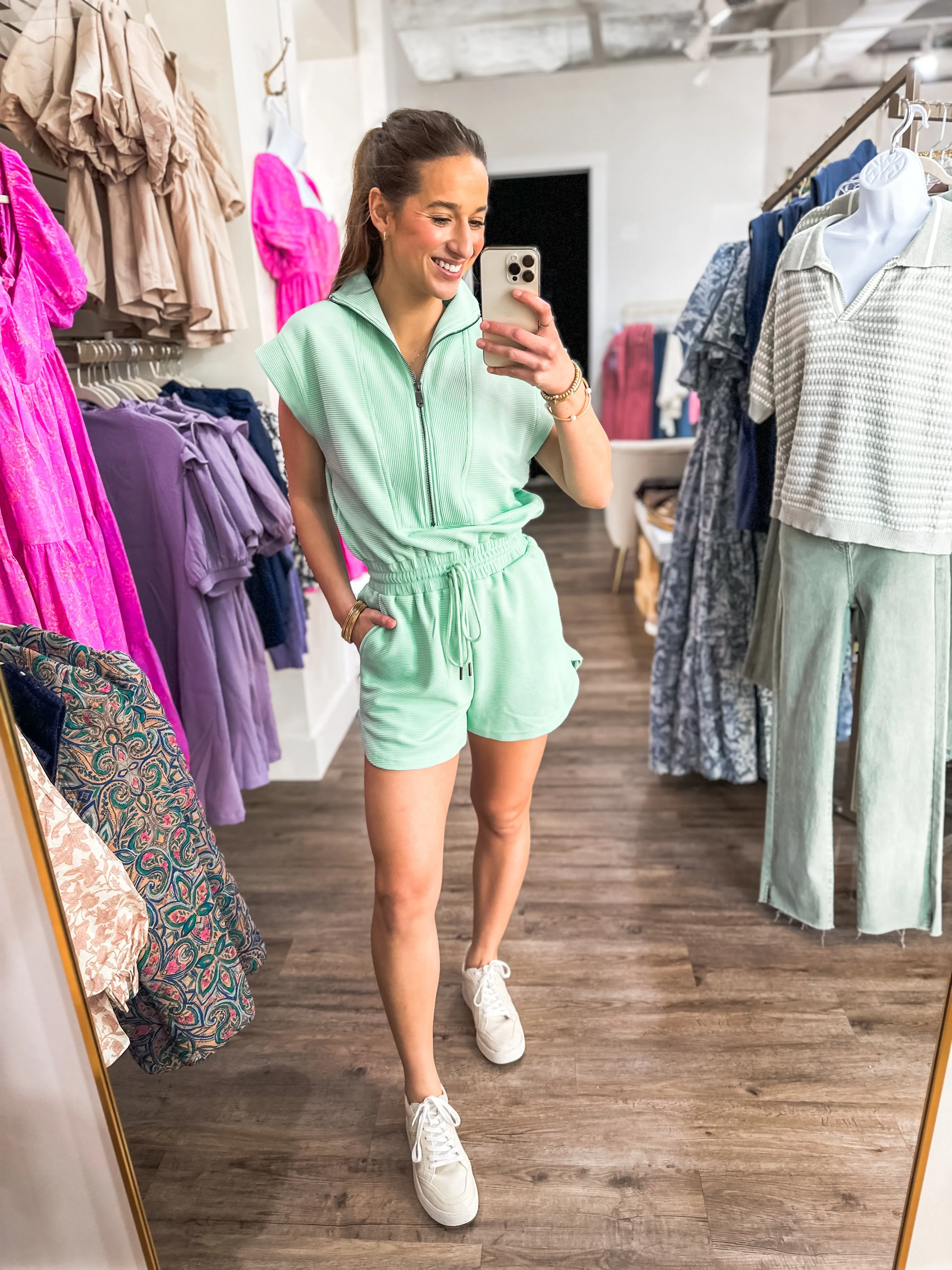 Mint On The Run Athleisure Romper