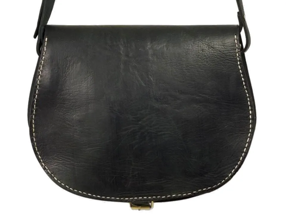Morocco Gypsy Leather Bag - Hamsa Médaillon - Black