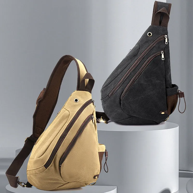 Multifunctional Cycling Purse For Men Large Capacity Canvas Sling Bag