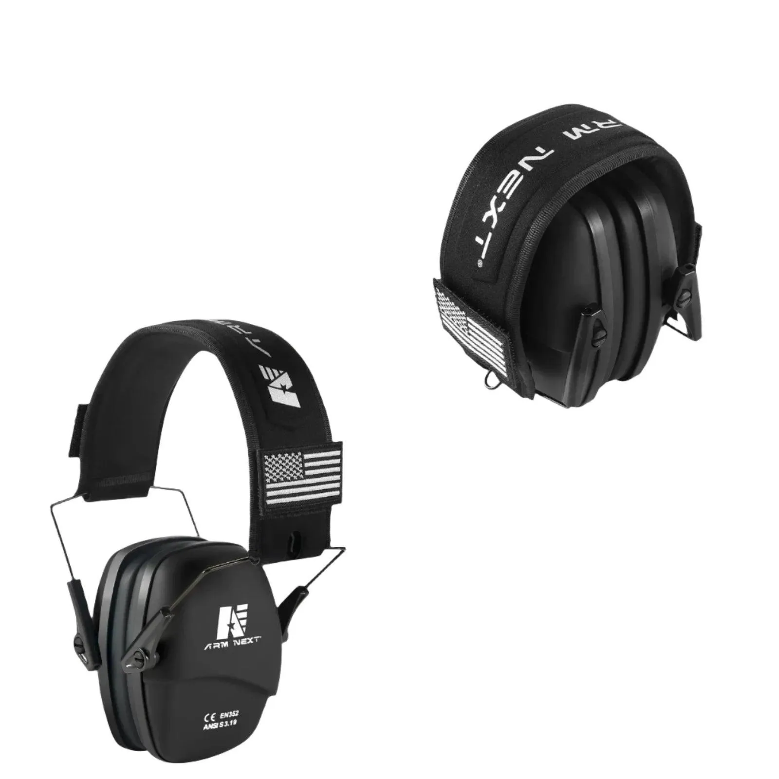 Noise Cancelling Ear Protection Earmuffs, Low-Profile, Soft Foam Ear Pads, Compact Folding Design, Available in Black, Brown, Green