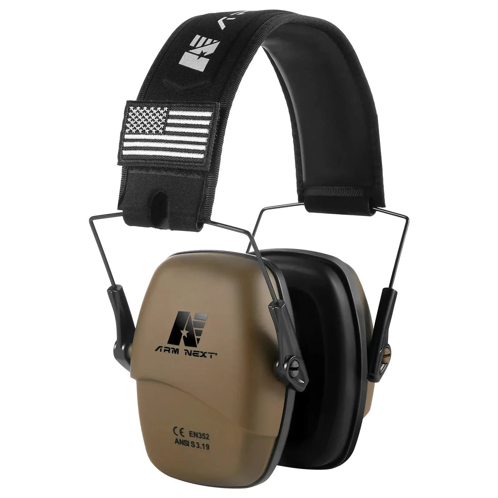 Noise Cancelling Ear Protection Earmuffs, Low-Profile, Soft Foam Ear Pads, Compact Folding Design, Available in Black, Brown, Green
