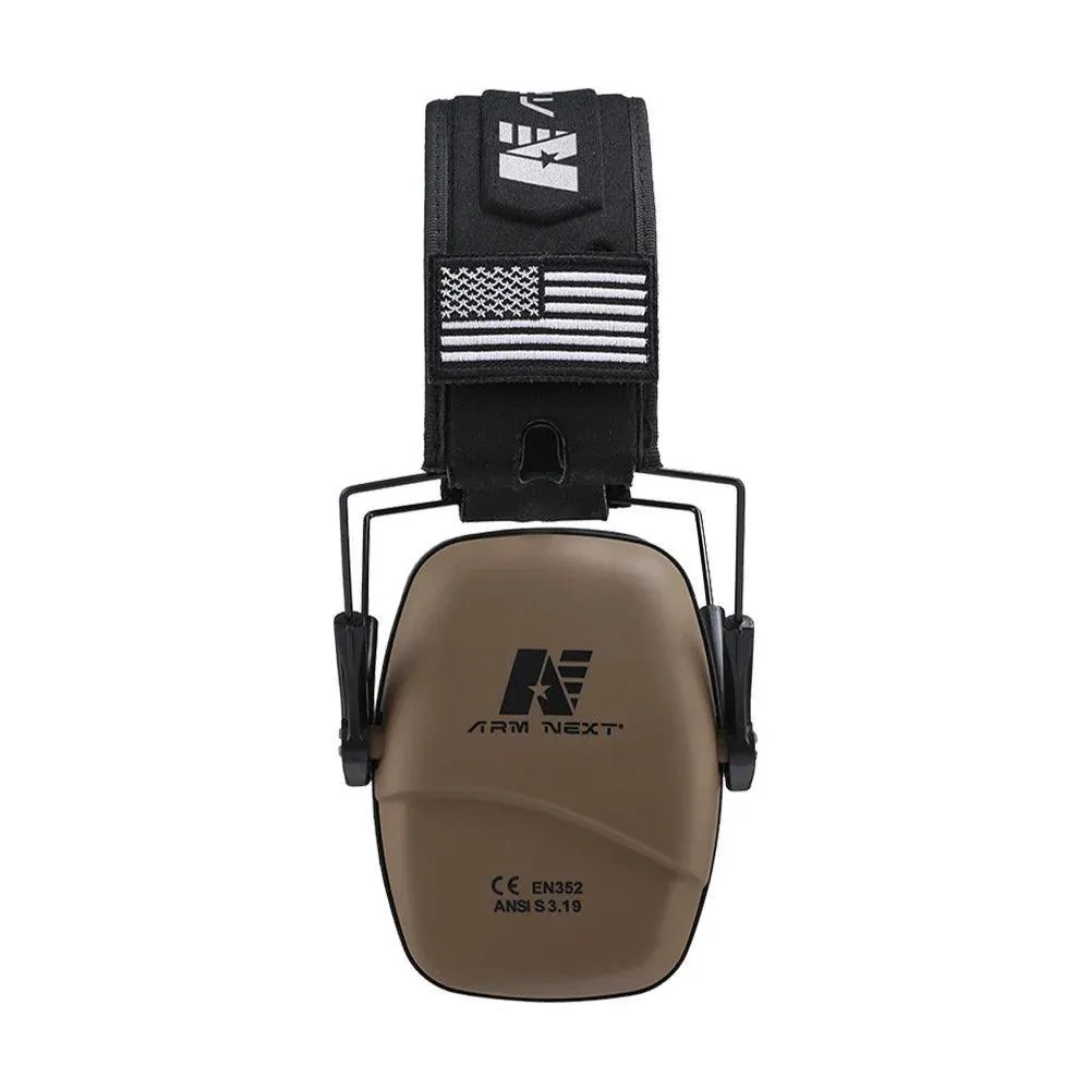 Noise Cancelling Ear Protection Earmuffs, Low-Profile, Soft Foam Ear Pads, Compact Folding Design, Available in Black, Brown, Green